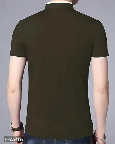 AUSK Men's Cotton Henley Neck Half Sleeve Solid Regular Fit T-Shirt (Large; DarkGreen)-thumb2