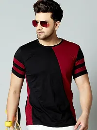 AUSK Men's Regular-Fit Round Neck New Trend T-Shirts (Black&Red-Large)-thumb4