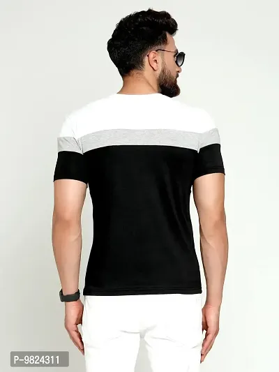 AUSK Round Neck Half Sleeves Regular Fit T-Shirt for Mens (Black&White-X-Large)-thumb2