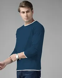 Reliable Blue Cotton Blend Solid Oversized Tshirt For Men-thumb3