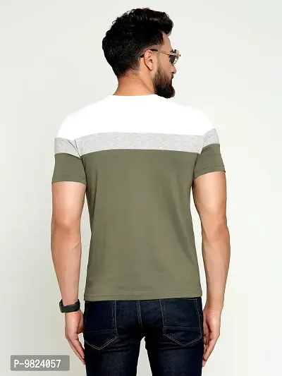 AUSK Men's Cotton Half Sleeve Round Neck Striped Tshirt (X-Large, Green1)-thumb2