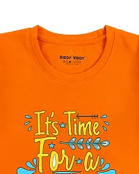 Stylish Orange Cotton Blend Tees For Boys-thumb2