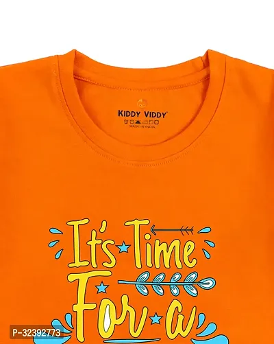 Stylish Orange Cotton Blend Tees For Boys-thumb3