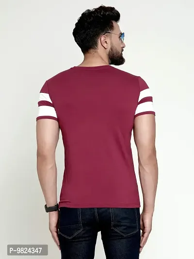 AUSK Men's Cotton Half Sleeve Round Neck Striped Tshirt (Large, Maroon1)-thumb4