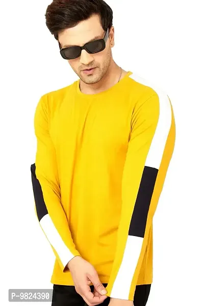 GESPO Men's Full Sleeves T-Shirts(Yellow-Medium)-thumb0