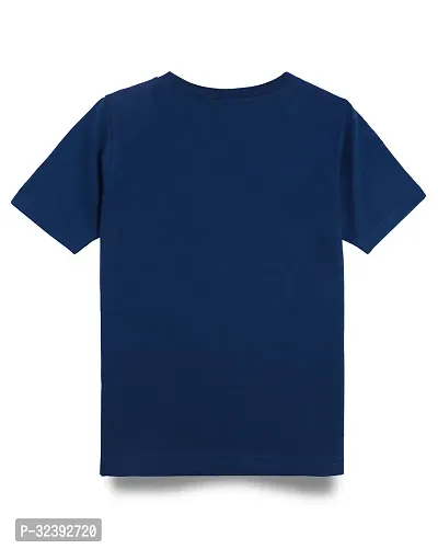 Stylish Navy Blue Cotton Blend Tees For Boys-thumb2