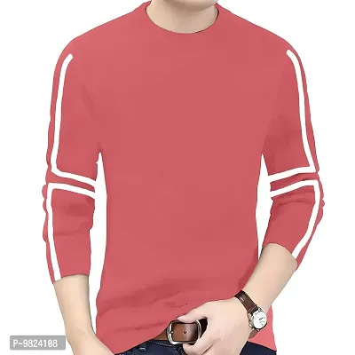 AUSK Men's Full Sleeves Regular Fit T-Shirt (Color-Pink_ Size-2XL)
