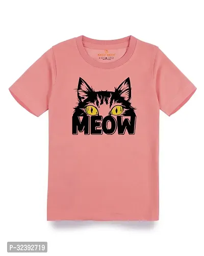 Stylish Peach Cotton Blend Tees For Boys