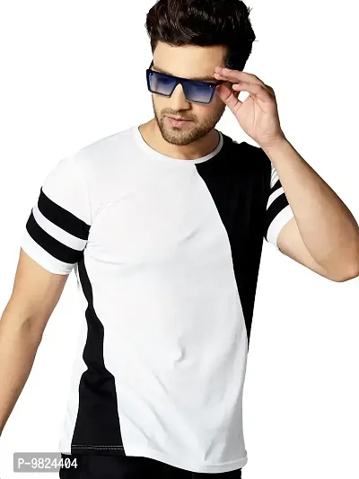 Stylish Cotton Multicoloured Solid Round Neck Tees Short Sleeves For Men-thumb0