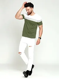 AUSK Round Neck Half Sleeves Regular Fit T-Shirt for Mens (Green&White-XX-Large)-thumb2