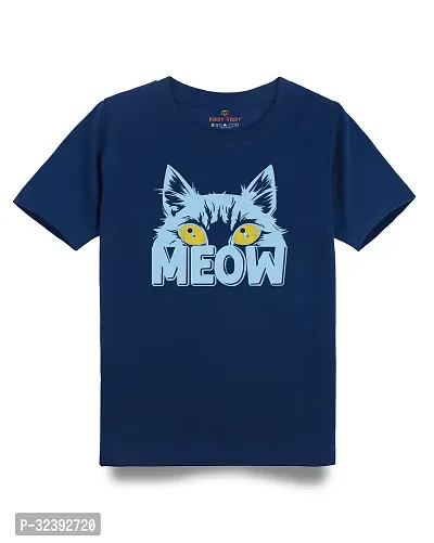 Stylish Navy Blue Cotton Blend Tees For Boys