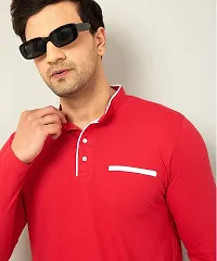 AUSK Men's Henley Neck Full Sleeves Regular Fit Cotton T-Shirts (Color-Red_Size-XL)-thumb4