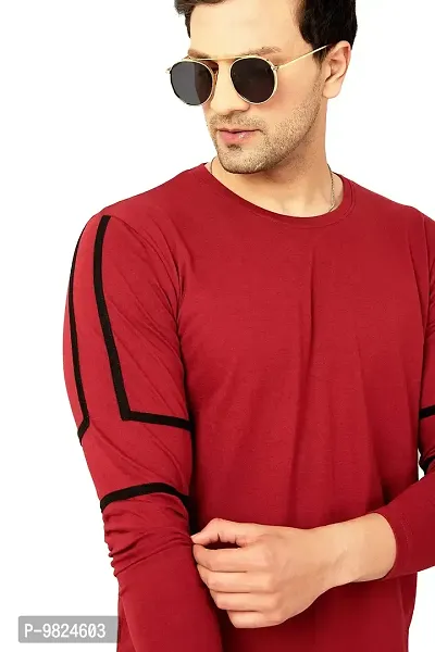 GESPO Regular Fit Full Sleeves Men's T-Shirts(Red-Medium)