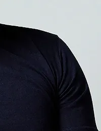 AUSK Men's Cotton Henley Neck Full Sleeve Solid Regular Fit T-Shirt (Small; Navy)-thumb2