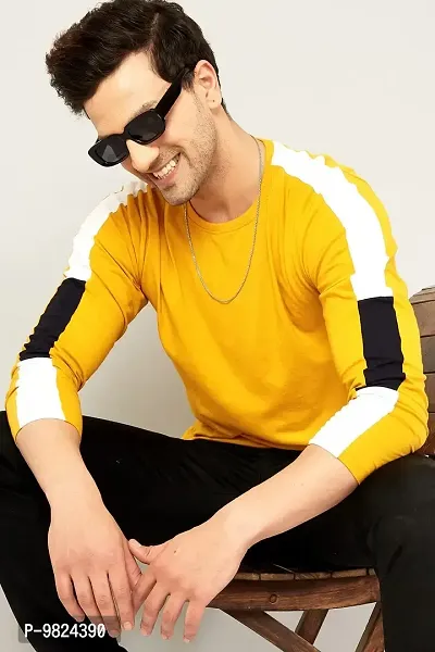 GESPO Men's Full Sleeves T-Shirts(Yellow-Medium)-thumb2