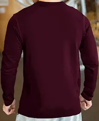 Stylish Maroon Polyester Full Sleeve T-Shirt For Men-thumb1