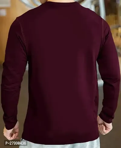 Stylish Maroon Polyester Full Sleeve T-Shirt For Men-thumb2