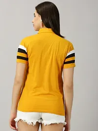 Elegant Yellow Cotton Blend Colourblocked Tshirt For Women-thumb3