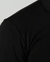 Stylish Cotton Black Solid Round Neck Tees Long Sleeves For Men-thumb4