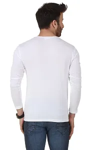 GESPO Latest Stylish Men's White Solids Regular Fit Cotton Round Neck Long Sleeves T Shirt-thumb4