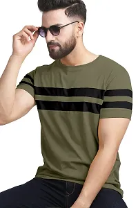 AUSK Men's Regular Round Neck Half Sleeves T-Shirts (Color:Green & Black-Size:XX-Large)-thumb1