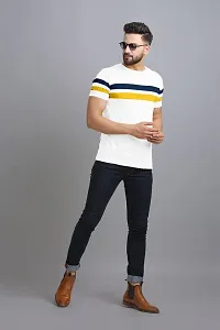 AUSK Men's Regular Round Neck Half Sleeves T-Shirts (Color:White & Black & Yellow-Size:Large)-thumb4