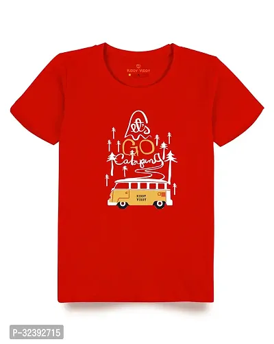 Stylish Red Cotton Blend Tees For Boys-thumb0