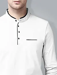 AUSK Men's Cotton Henley Neck Full Sleeve Solid Regular Fit T-Shirt (Large; White)-thumb2
