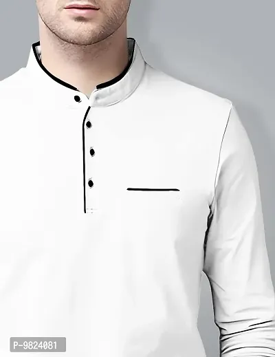AUSK Men's Cotton Henley Neck Full Sleeve Solid Regular Fit T-Shirt (Large; White)-thumb3