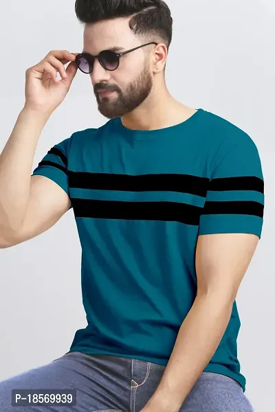 Stylish Cotton Blend Multicoloured Colourblocked Round Neck Tees Short Sleeves For Men Pack Of 2-thumb4