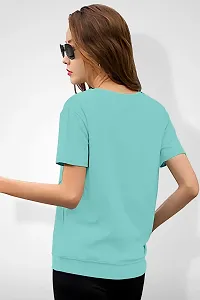 GESPO Women's Cotton Round Neck Half Sleeve Solid Regular Fit T-Shirt (GES2156-Multicolor_M_Sky Blue_Medium)-thumb1