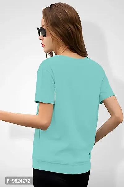 GESPO Women's Cotton Round Neck Half Sleeve Solid Regular Fit T-Shirt (GES2156-Multicolor_M_Sky Blue_Medium)-thumb2