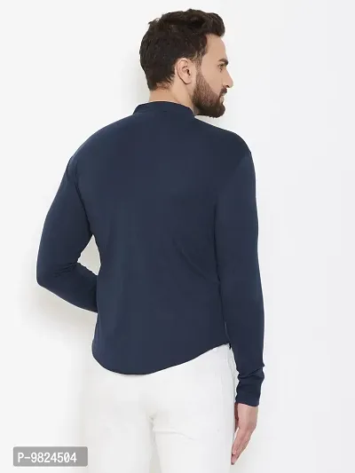 GESPO Men's Full Sleeves Shirts(Navy Blue-Large)-thumb2