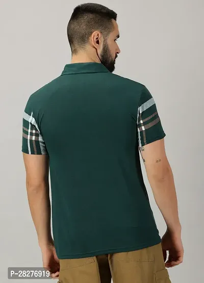 Stylish Cotton Blend Green Printed Polos Short Sleeves For Men-thumb2