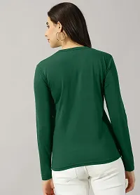 Elegant Green Cotton Blend Colourblocked Tshirt For Women-thumb2