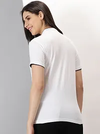 Elegant White Cotton Blend Solid T-Shirts For Women-thumb1