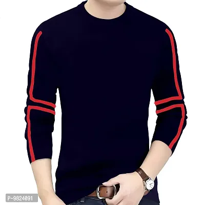 AUSK Men's Full Sleeves Regular Fit T-Shirt (Color-Black & Red_ Size-Small)