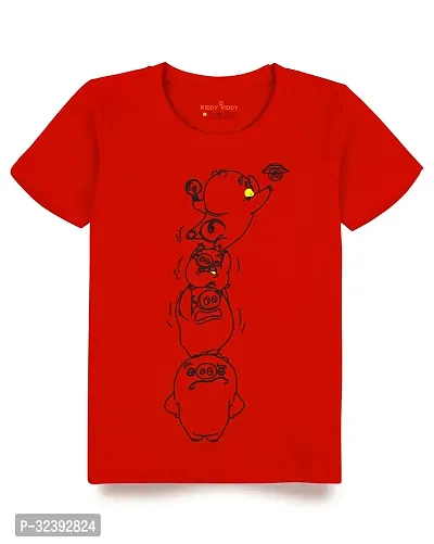 Stylish Red Cotton Blend Tees For Boys-thumb0