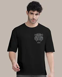 Reliable Black Cotton Blend Printed Oversized Tshirt For Men-thumb1