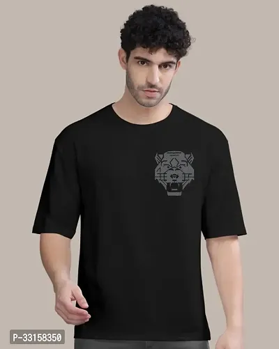 Reliable Black Cotton Blend Printed Oversized Tshirt For Men-thumb2