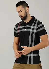 Stylish Black Cotton Blend Printed Polos For Men-thumb4