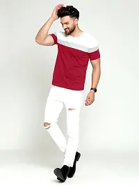 AUSK Round Neck Half Sleeves Regular Fit T-Shirt for Mens (Red&White-Large)-thumb2