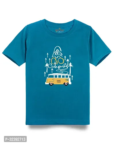 Stylish Blue Cotton Blend Tees For Boys