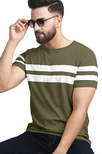 AUSK Men's Regular Round Neck Half Sleeves T-Shirts (Color:Green & White-Size:Large)-thumb1