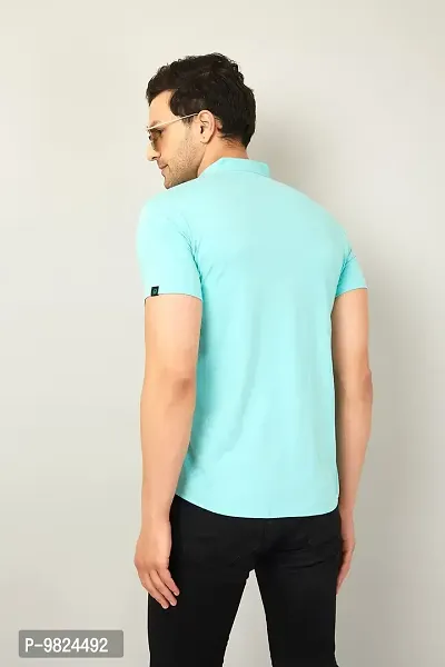 GESPO Men's Shirts Casual Fit Half Sleeves(Sky Blue-Medium)-thumb2