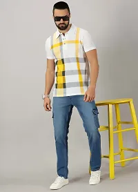 Stylish Mustard Cotton Blend Printed Polos For Men-thumb4
