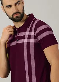 Stylish Purple Cotton Blend Printed Polos For Men-thumb2