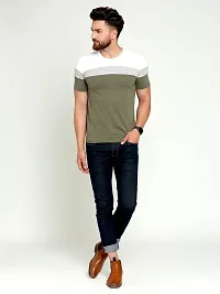 Stylish Cotton Multicoloured Colourblocked Round Neck Tees Short Sleeves For Men-thumb3