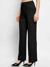 Elegant Black Polyester Blend Solid Trousers For Women-thumb2