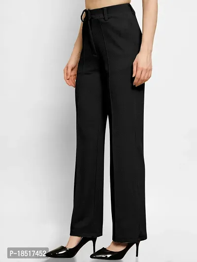 Elegant Black Polyester Blend Solid Trousers For Women-thumb3